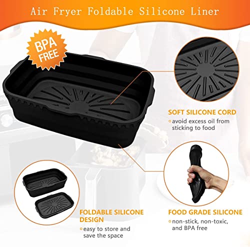 4PCS Silicone Liner for Ninja Dual Air Fryer,SHUOMAO 8inch Foldable Air Fryer Liner Reusable Silicone Air Fryer Basket Accessories for Ninja AF30