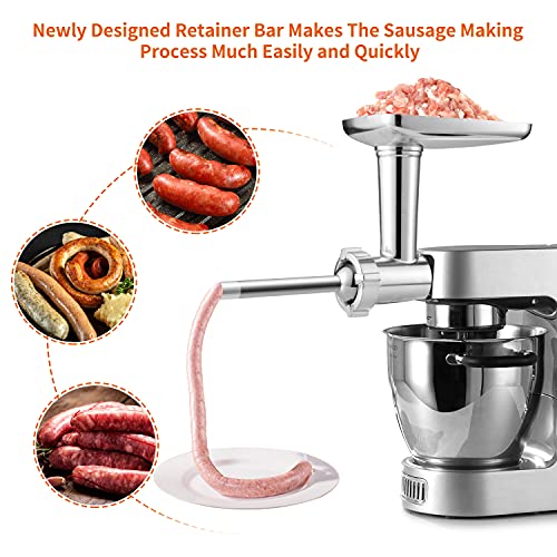 Food Grinder Attachment for Kenwood Stand Mixers,Gdrtwwh Meat Grinder Accessory Compatible with All Kenwood Stand Mixers, Includes 2 Sausage Stuf