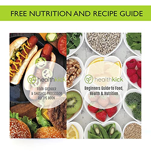 healthkick Electric Food Meat Grinder and Mincer/Burger, Sausage, Mince and Kibbeh Maker/Powerful Motor: 2600W Max/Stainless Steel / 8 Attachment