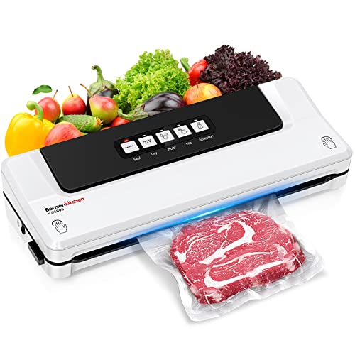 Bonsenkitchen Vacuum Food Sealer Machine for Sous Vide Cooking Dry & Moist Food Modes, Bonuse with Vacuum Bags, VS2100 (Sliver)