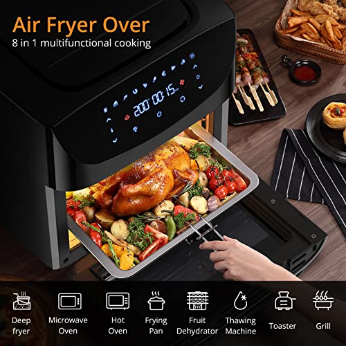 SXYCMY Air Fryer Oven Digital - 18L Large Capacity Oil-Free Touch Screen Oven with Rotisserie, Dishwasher Safe Parts, Rapid Air Circulation, BPA-