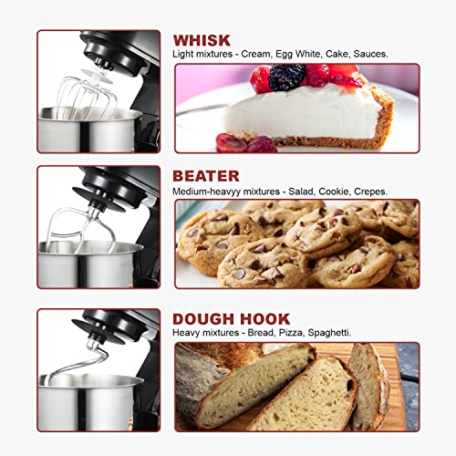 Belaco Full Size Stand Mixer 7L Stainless Steel Mixing Bowl Food Mixer 1500W Tilt Head 6 Speed Timer Digital Kitchen Mixer with Whisk, Beater & D