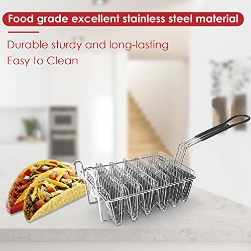 Felenny Frying Basket, Taco Basket Holds 6 Shells Deep Fryer Taco Holder Basket Taco Fry Basket with Grip Handle Kitchen Cooking Tool
