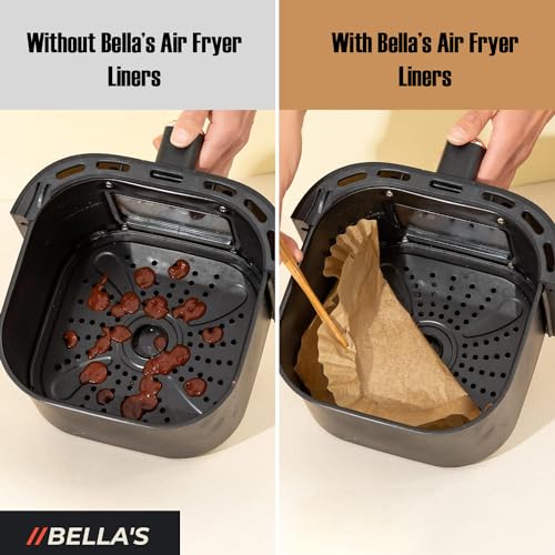 Bella's Air Fryer Liners, 100PC Ninja Air Fryer Liners for Ninja Air Fryer Dual, Air Fryer Disposable Paper Liners, Food Grade Air Fryer Accessor