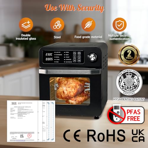 HYSapientia® 15L Large Air Fryers Oven With Rotisserie For Family Digital Knob 1700W 10 in 1 Airfryer Toaster Air Convection Mini Oven electric a