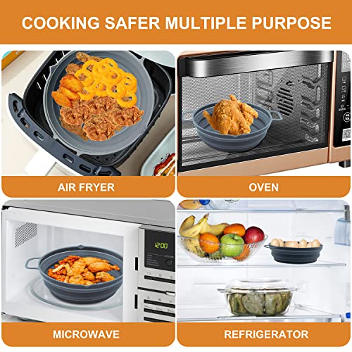 Air Fryer Silicone Liner, 2Pack / 7.5inch Reusable Air Fryer Silicone Pot, Non Stick Air Fryer Liners, Air Fryer Accessories, Round Baking Tray F