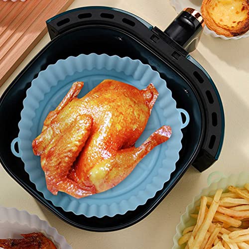 DIFCUL 2PCS Silicone Pot, 7.9inch Reusable Silicone Air Fryer Liner,Basket Rack Accessories, Baking Tray Compatible with Ninja, Tower, COSORI