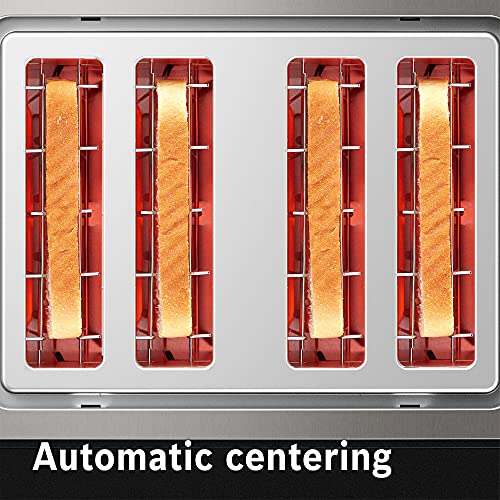 Bosch DesignLine Plus TAT4P440GB 4 Slot Stainless Steel Toaster with variable controls - Stainless Steel
