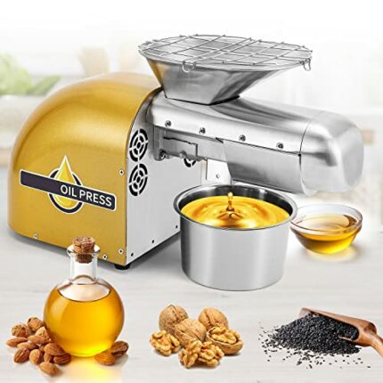 1800W Oil Press Machine with PRESS AND FRY 2 IN 1 Function, Hot & Cold Press Available, 0-300 ℃ Temperature Control, for More than 40 Kinds of Oi