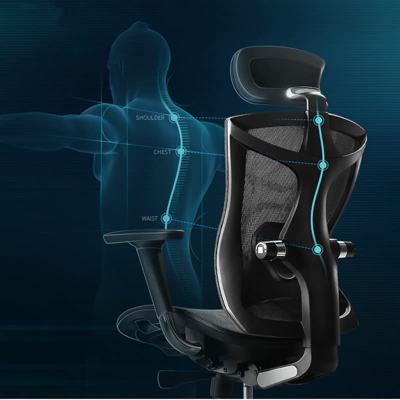 LUKEO Ergonomic Computer Chair Home Waist Engineering Office Chair E-sports Seat Human Design Multi-function Adjustment