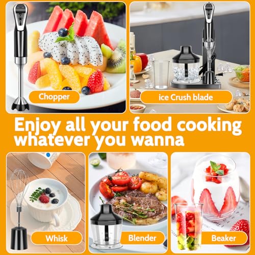 LINKChef Hand Blender, 4 in 1 800W Scratch Resistant Electric Immersion Blender Set, LED Touch Display with Storage Holder, Stick Mixer Blender w