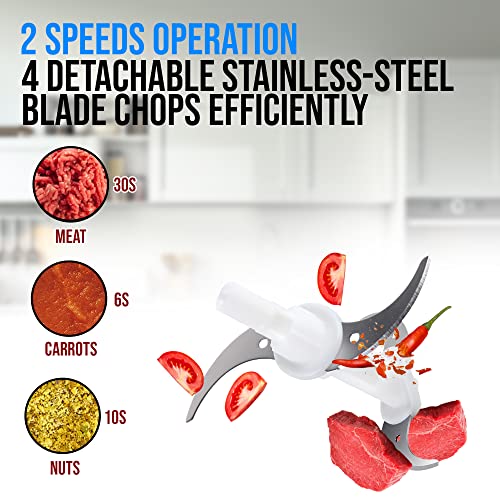 Food Processor Blender Mixer Chopper Meat 2L Glass Bowl Vegetable Grinder Fruits Nut Multi-Functional Sharp Steeliness Steel Blade