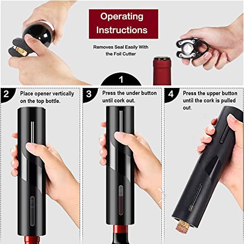 Electric Wine Bottle Opener Set, Rechargeable 6-in-1 Gift Box Automatic Bottle Opener with Tin Foil Cutter, Wine Dispenser, Vacuum Stopper, Stora