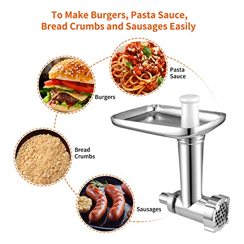 Food Grinder Attachment for Kenwood Stand Mixers,Gdrtwwh Meat Grinder Accessory Compatible with All Kenwood Stand Mixers, Includes 2 Sausage Stuf