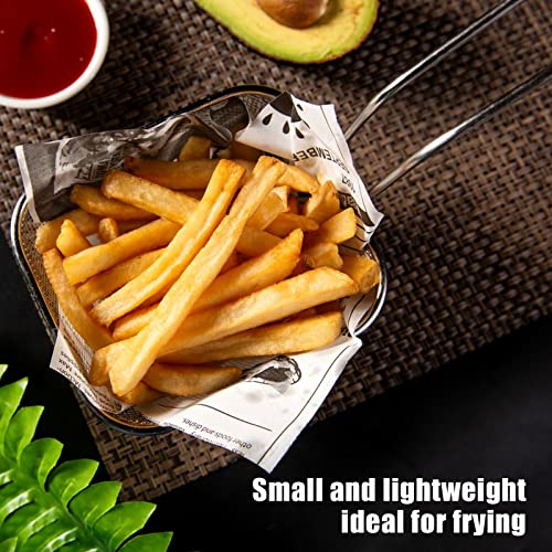 Jetisva 4pcs Chip Basket for Frying, Mini Chip Baskets for Serving, Stainless Steel Chip Pan Basket Food Presentation Baskets with Handles for Ch