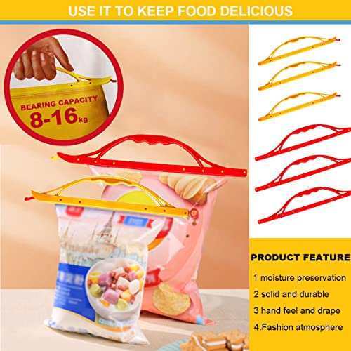 DOERDO 6PCS Bag Sealer Sticks Bag Clips Portable Sealing Clips with Handle Food Storage Sealer Sticks for Home Kitchen Using(2 Color, 2 Size)