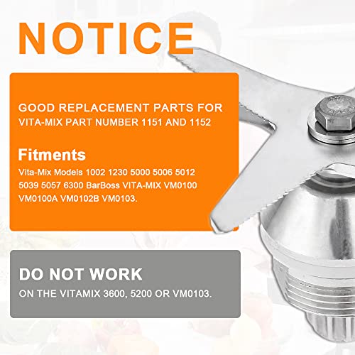 Hicello Heavy Duty Six Blades Blender Blade,Fit Vitamix Blender,Wet/Dry/Ice,1151,1152