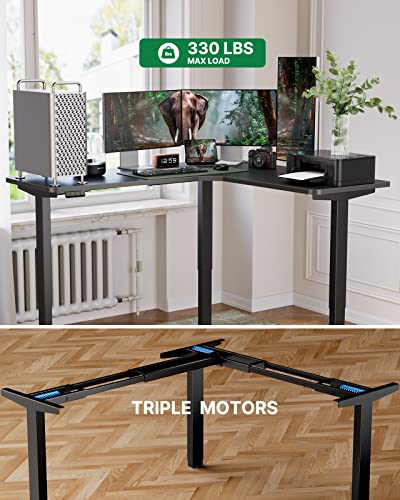 Marsail L Shaped Standing Desk, 63x55 Inch Standing Desk Adjustable Height with 4-in 1 Electical Outlet, Electric Standing Desk Stand up Desk for