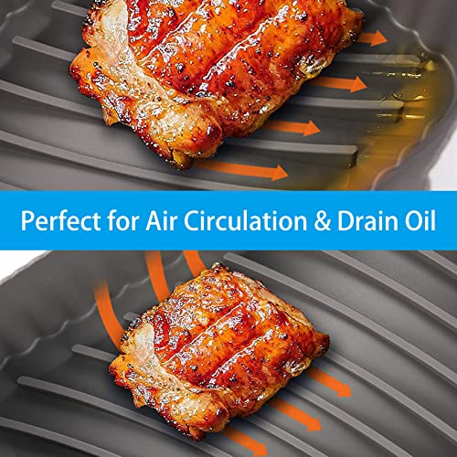 DIFCUL 2PCS Silicone Pot For Ninjas Dual Air Fryer, Silicone Air Fryer Liners Double Air Fryer Silicone Air Fryer Basket,Air Fryer Rack, Accessor