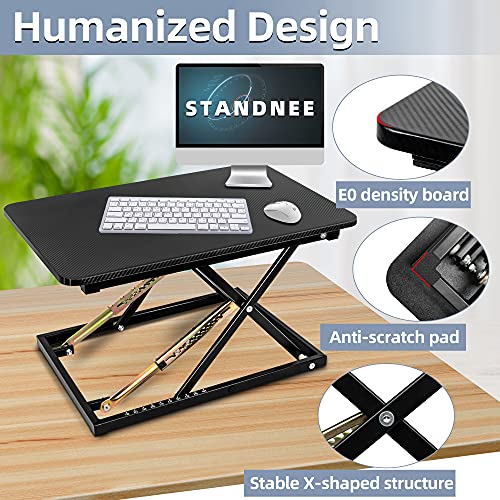 STANDNEE Standing Desk Converter, Height Adjustable Stand up Desk Riser, Fully Assembled Monitor Laptop Riser Workstation, Sit to Stand Desk for