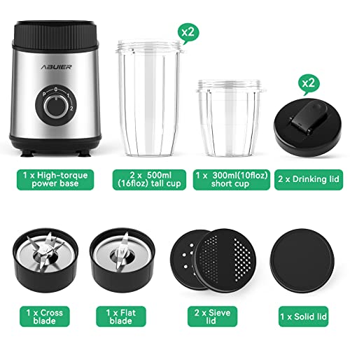 Smoothie Maker Blender, 900W Bullet 6-Point Blade, Mini 12 Pieces Small Fruity Blender for Frozen Drink, Crushed Nuts and Spices