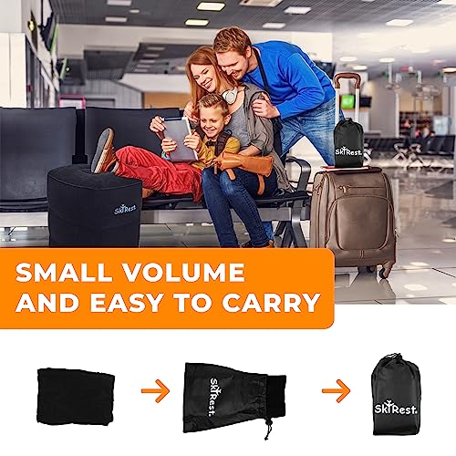 Skyrest Inflatable Travel Foot Rest Pillow-Adjustable Airplane Footrest for Airplane Travel, Car, Train, Home & Office, Airplane Bed for Toddlers