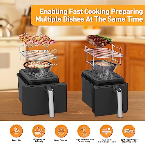 EAIMi Dual Air Fryer Accessories, 10 Pcs Ninja Dual Air Fryer Accessories Compatiable with Ninja Foodi Dual Air Fryer Af400UK AF451UK & AF500UK o