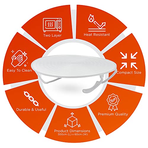 Jazooli Microwave Folding Round Tray Double Tier Plate Dish Bowl Holder Rack Cover Stack Stacker Stand Support Kitchen Cook Organiser Anti-Slip 2