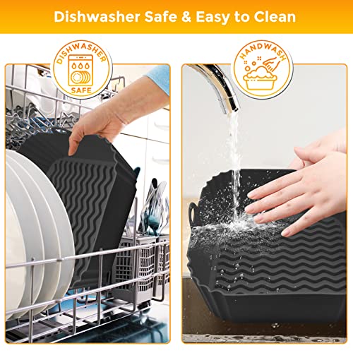 Silicone Air Fryer Liners, 8'' Square 4 to 7 QT Reusable Heat Resistant Food Grade Airfryer Silicone Liners Inserts Baskets Bowl Accessories for