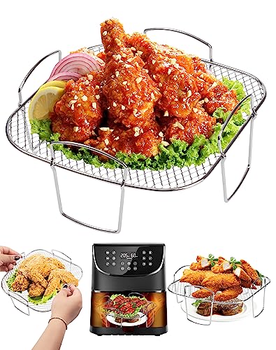 Air Fryer Rack for COSORI Air Fryer 5.5L Square Air Fryer Basket 304 Stainless Steel Dehydrator Rack Air Fryer Accessories Compatible with Instan