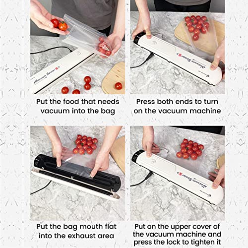 Food Vacuum Sealer, Portable Food Saver Vacuum Sealer Machine Sealing System with 10pcs Vacuum Sealer Bags for Sous Vide Cooking, Dry Moist Food