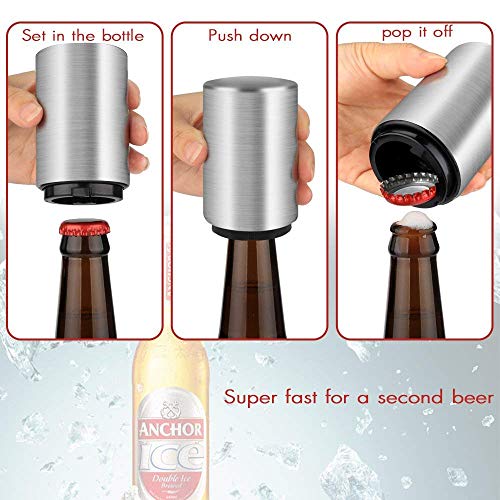 Beer Bottle Opener with Magnet,Stainless Steel Automatic Bottle Opener with Magnetic Cap Catcher