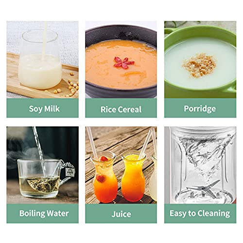 Irishom Soymilk Maker for One Person, 350mL Juicer Soy Milk Machine, Multi Cooker Mixer for Rice Cereal Boiling Water, UK Plug