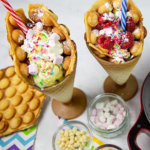 Global Gizmos 35539 Bubble Waffle Maker / 700W / Unique Thermostatic Design / 180° Dual Sided Cooking System/Easy Clean, 700 W,