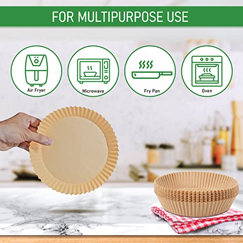 Felihome Air Fryer Liners Disposable Silicone Oil-Coated, 100PCS Non-Stick AirFryer Liners Food Grade, Air Fryer Paper Liners Round Water-Proof,