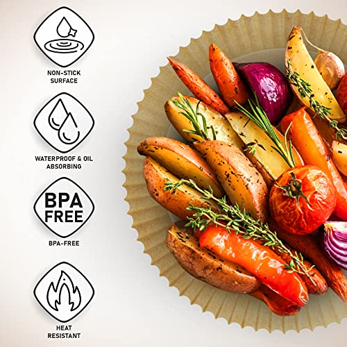 Air Fryer Liners (6.5 inch), 125PCS Airfryer Liners, Disposable Air Fryer Paper Liners, Food Grade Air Fryer Parchment Paper Liners, Compatible w