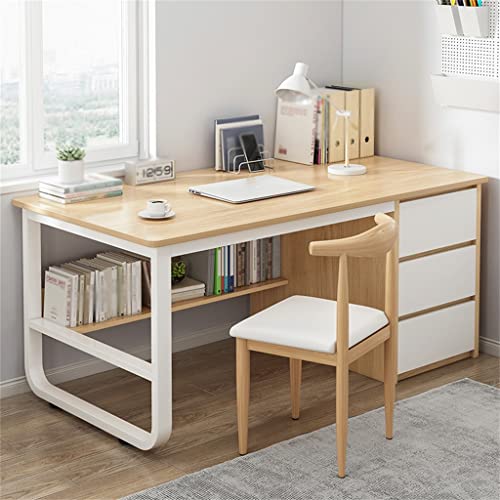 LEIGE Computer Desk Large Capacity Drawer Home Desk Bedroom Writing Desk (Color : D, Size : Light Grey)