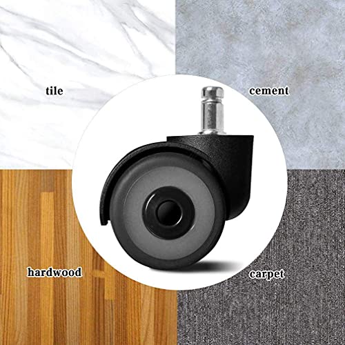 SKOAJAS Plate Casters 2inch Office Chair Caster Replacement TPR Wheels & Safe,Universal Standard Stem 11x22mm,Set of 5,Quadruple Ball Bearing Des
