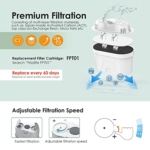 FRIZZLIFE T900 Instant Hot Water Dispenser with Filter, Countertop Water Filter System, 4 Temperatures, Large Capacity, High Temp Safety Lock, Ze
