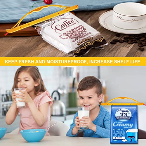 DOERDO 6PCS Bag Sealer Sticks Bag Clips Portable Sealing Clips with Handle Food Storage Sealer Sticks for Home Kitchen Using(2 Color, 2 Size)