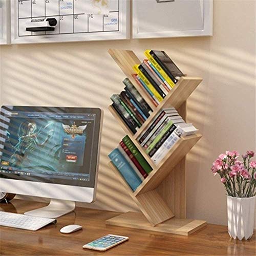 JJZXD 4-Tier Bookcase Tree Bookshelf Book Rack Display Storage Magazine Rack, for Books, Magazines, CDs and Photo, for Living Room, Home Office
