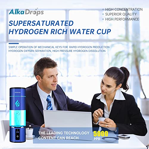 Alkadrops Hydrogen Rich Water Bottle Generator Max Concentration Molecular Up to 5000PPB Portable hydrogen water Maker Machine | PEM Membrane & S