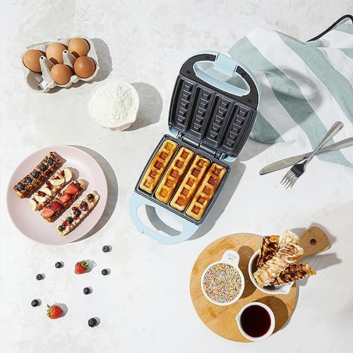 Giles & Posner EK5419NGSBL Stick Waffle Maker – Mini Belgian Waffle Maker with Non-Stick Plates for Easy Cleaning, Non-Slip Feet, 3 Min Preheat T