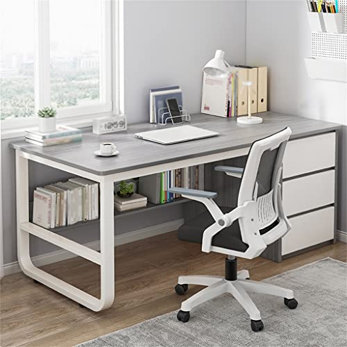 LEIGE Computer Desk Large Capacity Drawer Home Desk Bedroom Writing Desk (Color : D, Size : Light Grey)