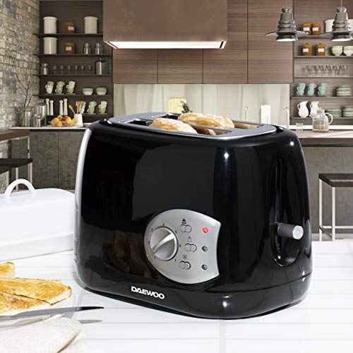 DAEWOO SDA1710GE Balmoral Plastic Toaster with Electronic Timer Dial, Cancel, Defrost & Reheat, Easy Cleam Removable Crumb Tray and Movable Steel