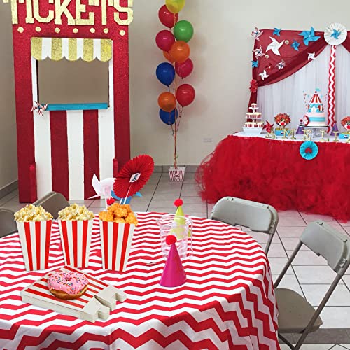 GOYADA 100 PCS Popcorn Boxes, Classic Red and White Striped Cardboard Popcorn Boxes, Small Reusable Popcorn Bucket Favor Boxes for Movie Night, P