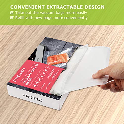 FRESKO Vacuum Sealer Bags 15x25cm/100pcs, Textured Vacuum Food Sealer Bag Thick Embossed Bags, Designed for Sous Vide Cooking and Food Storage |