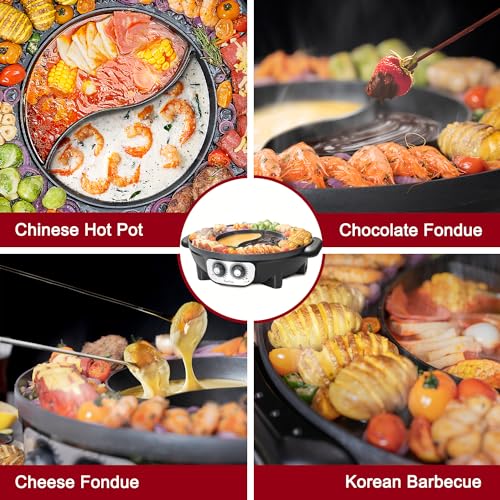 Food Party Hot Pot Electric with BBQ Grill Hotpot Chinese Pot Cooker 220V 2200W Korean Barbecue Thai ShabuShabu 2 in 1 Set
