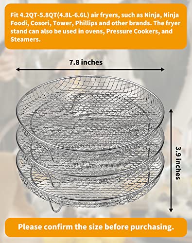 Air Fryer Rack for Ninja Air Fryer 3 Layer Stackable Dehydrator Racks Stainless Steel Air Fryer Basket Tray Air Fryer Accessories Compatible with