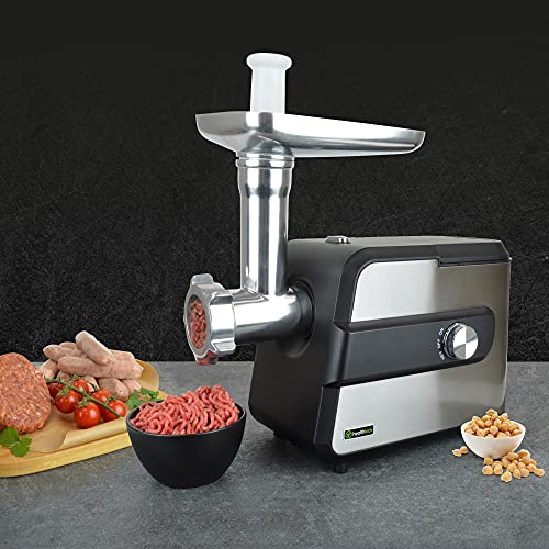 healthkick Electric Food Meat Grinder and Mincer/Burger, Sausage, Mince and Kibbeh Maker/Powerful Motor: 2600W Max/Stainless Steel / 8 Attachment